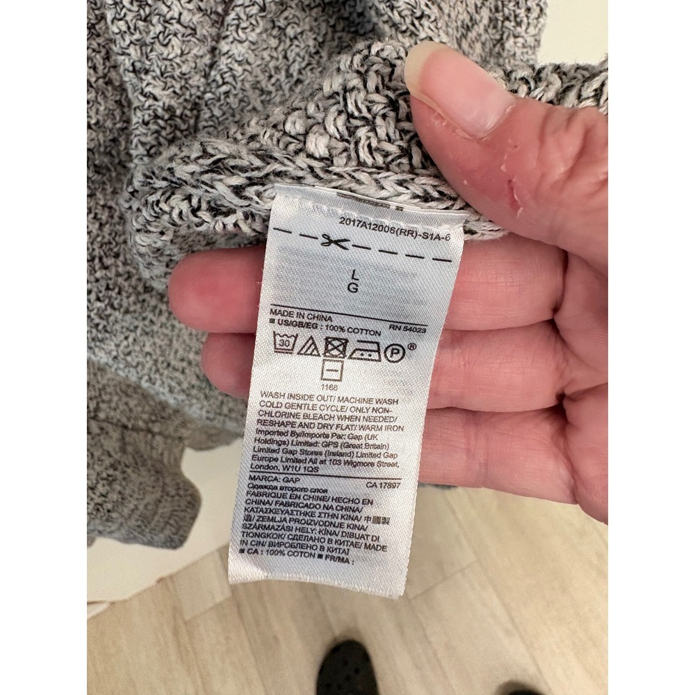 Grannycore Minimalist Marled Knit Cardigan Open Cotton Gap Women L Gray Cozy - Picture 5 of 10